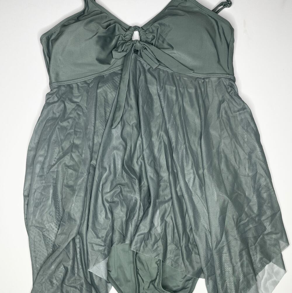 Sage Green One Piece Plus Size Skirt Swim Suit New 2XL